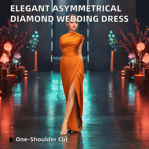 Vestido de Novia Largo Asimétrico de un Solo Hombro con Diamantes, Estilo Europeo y Estadounidense, Elegante y de Secado Rápido, Modelo M3244 - Product Image 2