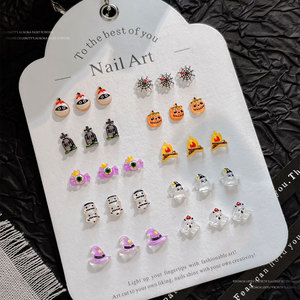 Mini breloques pour ongles en résine transparente pour Halloween, 20 pièces, ornements fantaisie citrouille, chapeau de sorcière, fantôme pour ongles en acrylique, décoration de manucure DIY - Product Image 2