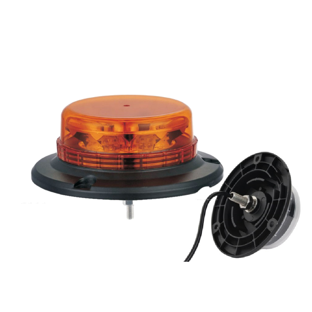 LED Warning Beacon 116mm 12 LED 12V/24V ECE R65 Rubber Flex Mounting