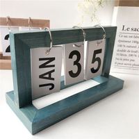 Calendrier de bureau en bois éco-responsable 365 jours, personnalisable avec logo, design artistique, horloge, 20,5x12x9cm