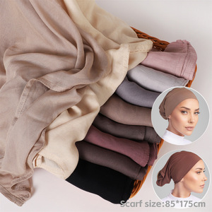 Wholesale Wide Brimmed Rayon Luxury <b>Jersey</b> Cotton <b>Hijab</b> Headscarf Large Size Elastic Four Seasons Custom Color - Product Image 1
