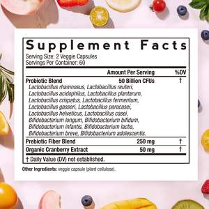 Capsules <span class=keywords><strong>probiotiques</strong></span> <span class=keywords><strong>pour</strong></span> femmes avec 50 milliards d'UFC et extrait de canneberge <span class=keywords><strong>pour</strong></span> l'équilibre de la flore vaginale - Product Image 2