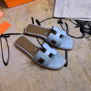 Großhandel sandalen orignal-Luxus Designer Marke Hochwertige Frauen Strand Sandalen Modemarke Flache Schuhe Damen Urlaub Hausschuhe