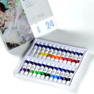 Ensemble de peinture à l'aquarelle 24 couleurs 12ML pour peinture d'artiste vente en gros peintures à l'aquarelle Non toxiques bon marché