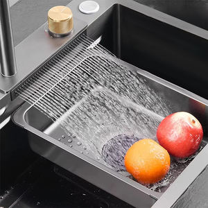 Nueva tendencia, fregadero inteligente de cascada antiarañazos en relieve de panal multifuncional <span class=keywords><strong>con</strong></span> arandela de taza, fregadero de cocina - Product Image 4