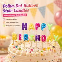 Einkaufsfertiges Kinder-Kuchenkerzen-Set im Ballon-Stil Bunte Gepunktete Buchstabenkerzen Spaßiges Geburtstagstorten-Deko-Kit