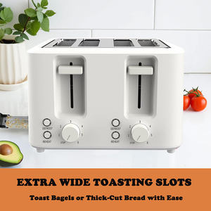 Four à <span class=keywords><strong>pain</strong></span> électrique domestique Snack Maker Boîtier en plastique complet Contrôle du brunissement à 7 niveaux <span class=keywords><strong>Grille</strong></span>-<span class=keywords><strong>pain</strong></span> à sandwich à 4 trancheuses - Product Image 5