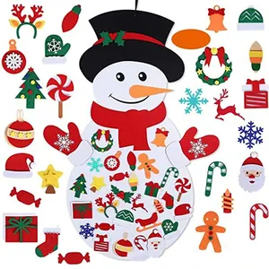 DIY毛毡圣诞雪人游戏套装，带36PCS可拆卸饰品，壁挂圣诞礼物圣诞装饰品