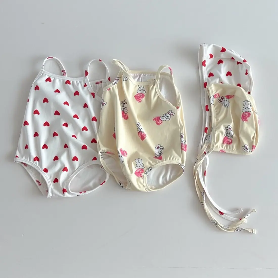 2023 गर्मियों दिल खरगोश प्रिंट बच्चे को लड़कियों के एक टुकड़ा Swimwear के