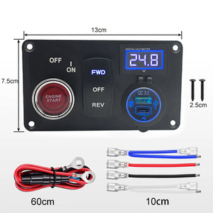 Golf giỏ hàng chuyển đổi quan trọng giao diện điều khiển Bảng điều khiển 9V-48V DC về phía trước đảo ngược Rocker chuyển QC3.0 + Loại C nhanh chóng sạc LED kỹ thuật số vôn kế - Product Image 6