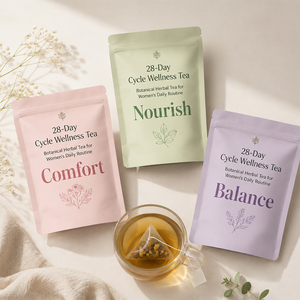 Tè Benessere <span class=keywords><strong>per</strong></span> Donne, Ciclo 28 Giorni, Equilibrio Ormonale, Sollievo PMS, Supporto Detox e Metabolismo, Miglioramento dell'Umore - Product Image 1