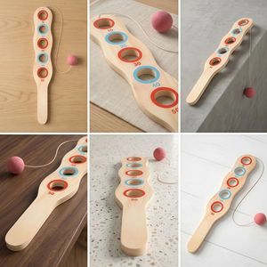 Gioco Educativo Divertente per Famiglie, Palline con Paddle in Legno per Spiaggia e Giardino, con Pallina Rossa su Corda per Bambini e Adulti - Product Image 5