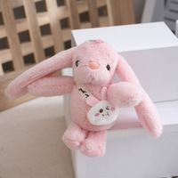 Porte-clés Lapin en Peluche Mignon à Longues Oreilles 15CM Blanc Kaki Rose avec Sac, Pendentif Lapin en Peluche pour Sac à Dos, Cadeau, Jouet en Peluche