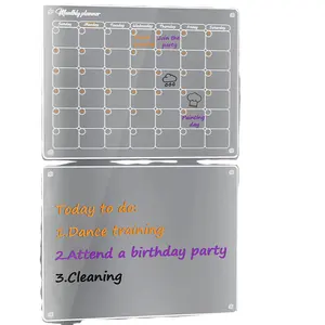 Kalender Papan Penghapus Kering Magnetik Akrilik untuk Kulkas 2 Buah Papan Hapus Kering Akrilik Bening 16X12 untuk Kulkas