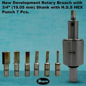 New Development 3/4\" (19.05mm) Shank Rotary Broach Set with 7 Pcs HSS HEX <b>Punch</b> Assorted Metric Tool Holder 3-12\" - Product Image 4