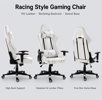 Chaise de jeu ergonomique chinoise pliable et pivotante, avec logo personnalisé multicolore, réglable, avec repose-pieds massant, pour usage domestique ou au bureau, en PU