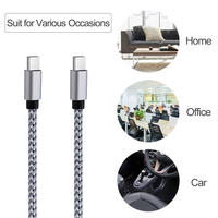 Kabel USB C ke USB C anyaman nilon baru, Kabel Sinkronisasi Data Pengisian Cepat USB 2.0 Tipe C, Panjang Kustom Tersedia