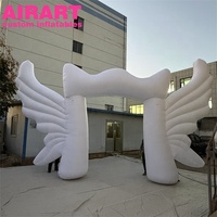 Arche gonflable lumineuse LED étanche en forme d'ailes d'ange, arche gonflable sur mesure pour décorations de fête sur la plage