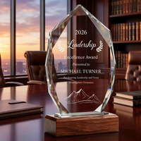 Trophée en cristal de verre facetté transparent gravé au laser personnalisé HBL avec base pour prix d'honneur d'entreprise
