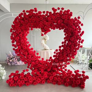 Arco en forma de corazón de seda <span class=keywords><strong>King</strong></span> Rose al por mayor con flores artificiales 6-7 pies fondo rojo para la decoración del evento del banquete de boda - Product Image 4