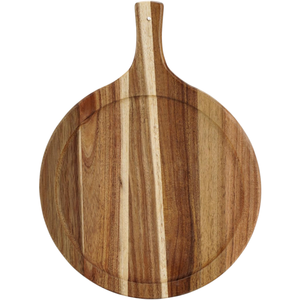 Tabla <span class=keywords><strong>de</strong></span> Pizza Redonda Grande <span class=keywords><strong>de</strong></span> <span class=keywords><strong>Madera</strong></span> <span class=keywords><strong>de</strong></span> Acacia al por Mayor con Asa, Bandeja <span class=keywords><strong>de</strong></span> Servicio <span class=keywords><strong>de</strong></span> <span class=keywords><strong>Madera</strong></span> para Pizza, Tablas <span class=keywords><strong>de</strong></span> Charcutería con Logotipo - Product Image 1