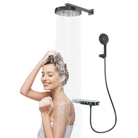 Ensemble de robinet de douche mural intelligent à 3 voies Mélangeur de pluie en laiton Finition chromée Noyau de valve en céramique Support mural caché Technologie japonaise