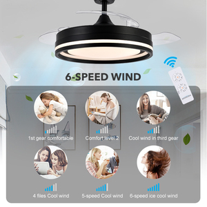 Ventilateur de plafond intelligent à LED avec lumière, télécommande, pales rétractables, intensité variable, pour salon intérieur - Grande Vente - Product Image 2