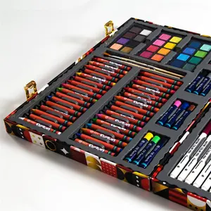 Kits de dessin dorés, 126 pièces, pinces, crayon, Pastels, marqueur, coloré, matériel artistique, ensemble de peinture pour enfants