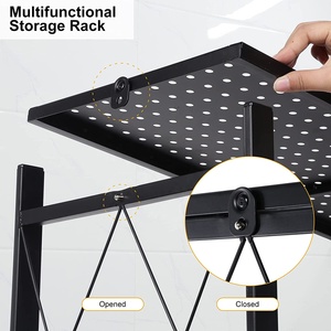 Multifunctional 3 Tier <strong>Folding</strong> Storage <strong>Shelves</strong> Kitchen Oven Foldable Storage <strong>Shelf</strong> Kitchen Display Rack <strong>Folding</strong> <strong>Shelf</strong> - Product Image 4