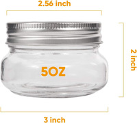 Bocaux décoratifs à large ouverture 5oz, qualité alimentaire, pour café, thé, sucre, bocaux de conservation en verre avec couvercles à vis en métal
