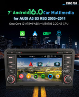 Erisin ES6573A Autoradio Android 16 DSP 7 pouces avec CarPlay sans fil AUTO Wifi GPS Radio pour DVD pour Audi A3 S3 RS3 RNSE-PU