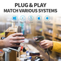 GTCODESTAR 2D con cable OEM/ODM USB/RS23 CMOS Handheld Android 1D 2D QR Code scanner Factory PDF417 escáner de código de barras
