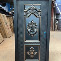 Puerta de Entrada Doble de Aluminio Fundido con Relieve Floral Retro de Lujo, Puerta de Seguridad con Relieve Redondo Ornamentado, Venta Especial, Personalizable