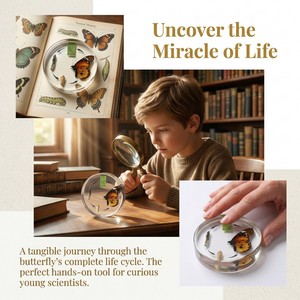 Großhandel Schmetterlings-Lebenszyklus Harz-Taxidermie-Exemplar Hersteller Maßgefertigte 4-Stufen-Metamorphose Lehrreiches Spielzeug für Kinder - Product Image 4