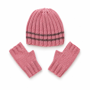 Hat & Mittens <b>Knitting</b> <b>Kit</b> – Advanced <b>Beginner</b> <b>Kit</b> with Cotton Merino Yarn, Needles & Video Tutorials – Blush Berry - Product Image 3