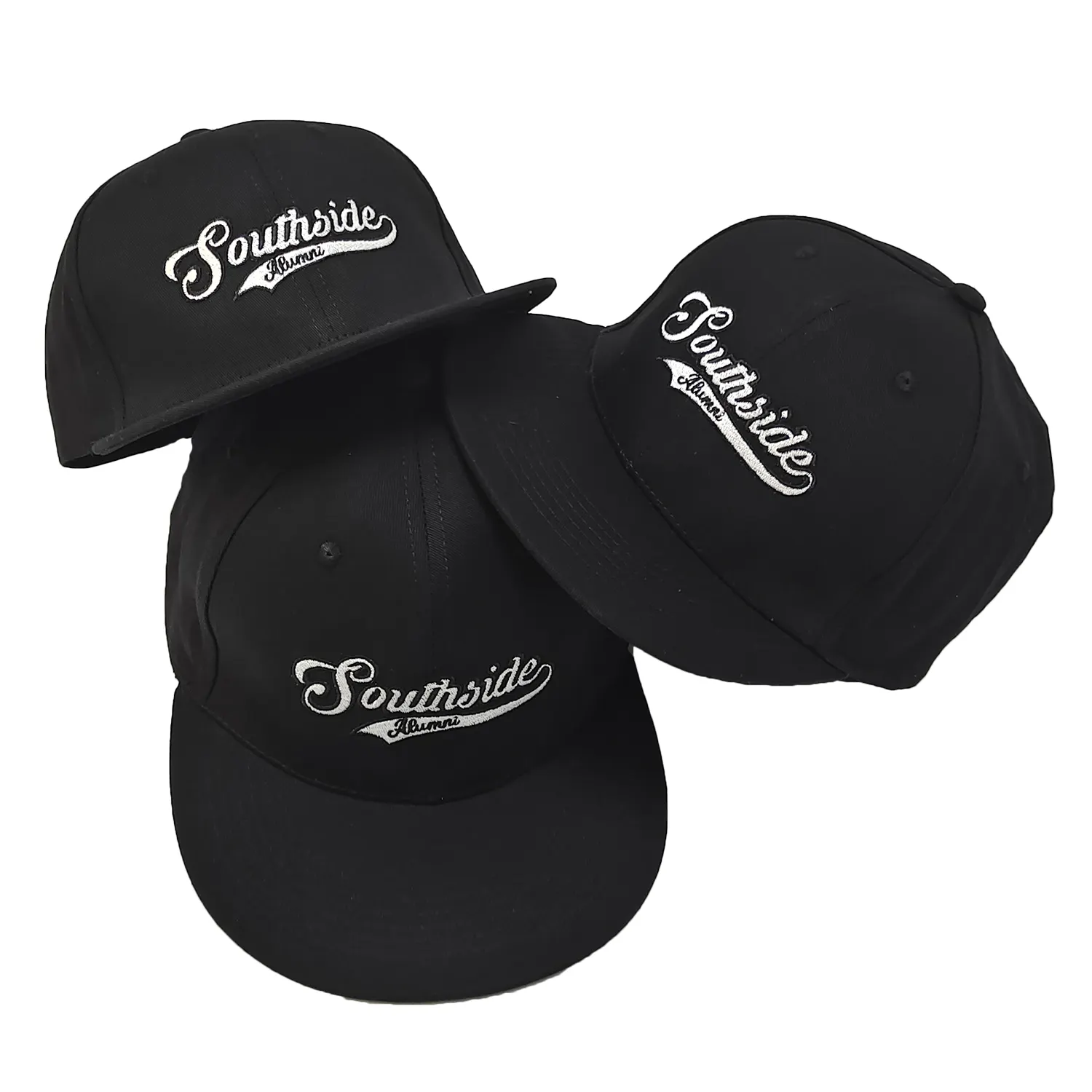 Classic Logo schwarz 5 Panel Snap Back Hüte verstellbare Größe benutzer definierte Stickerei Snapback Hüte für Männer