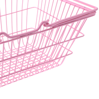 Panier de courses en fil métallique rose avec poignées, chariot de supermarché portable pour le rangement et l'organisation à domicile