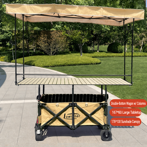 Carrito de Puesto de Mercado Plegable <span class=keywords><strong>Pequeño</strong></span>, Nuevo Modelo con Mesa Grande y Toldo Elevable - Product Image 2