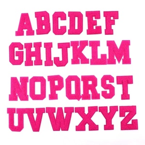 8 colori disponibili <span class=keywords><strong>Patch</strong></span> logo personalizzato rosso blu Neon verde viola giallo bianco nero greco lettera asciugamano in ferro su ciniglia toppe - Product Image 3