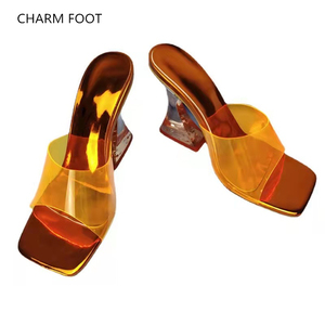 <span class=keywords><strong>La</strong></span> parola trasparente <span class=keywords><strong>di</strong></span> moda europea e americana all'esterno indossa bicchiere da vino e cristallo femminile e grandi pantofole - Product Image 4