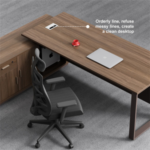 Ông chủ điều hành bàn làm việc bàn với bàn bên đảo ngược L hình dạng nội thất văn phòng điều hành văn phòng quản lý bảng - Product Image 3