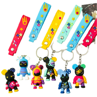 Porte-clés Ours Violent en Caoutchouc Coloré, Motif Graffiti Ciel Étoilé Lumineux, Ornement de Sac, Vente Chaude Transfrontalière