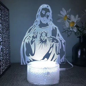 Sunssy jésus 3d <span class=keywords><strong>Led</strong></span> lampe pour chambre veilleuses <span class=keywords><strong>Action</strong></span> chrétien Figure Avatar Bible béni vierge chambre décor cadeau Luces - Product Image 4
