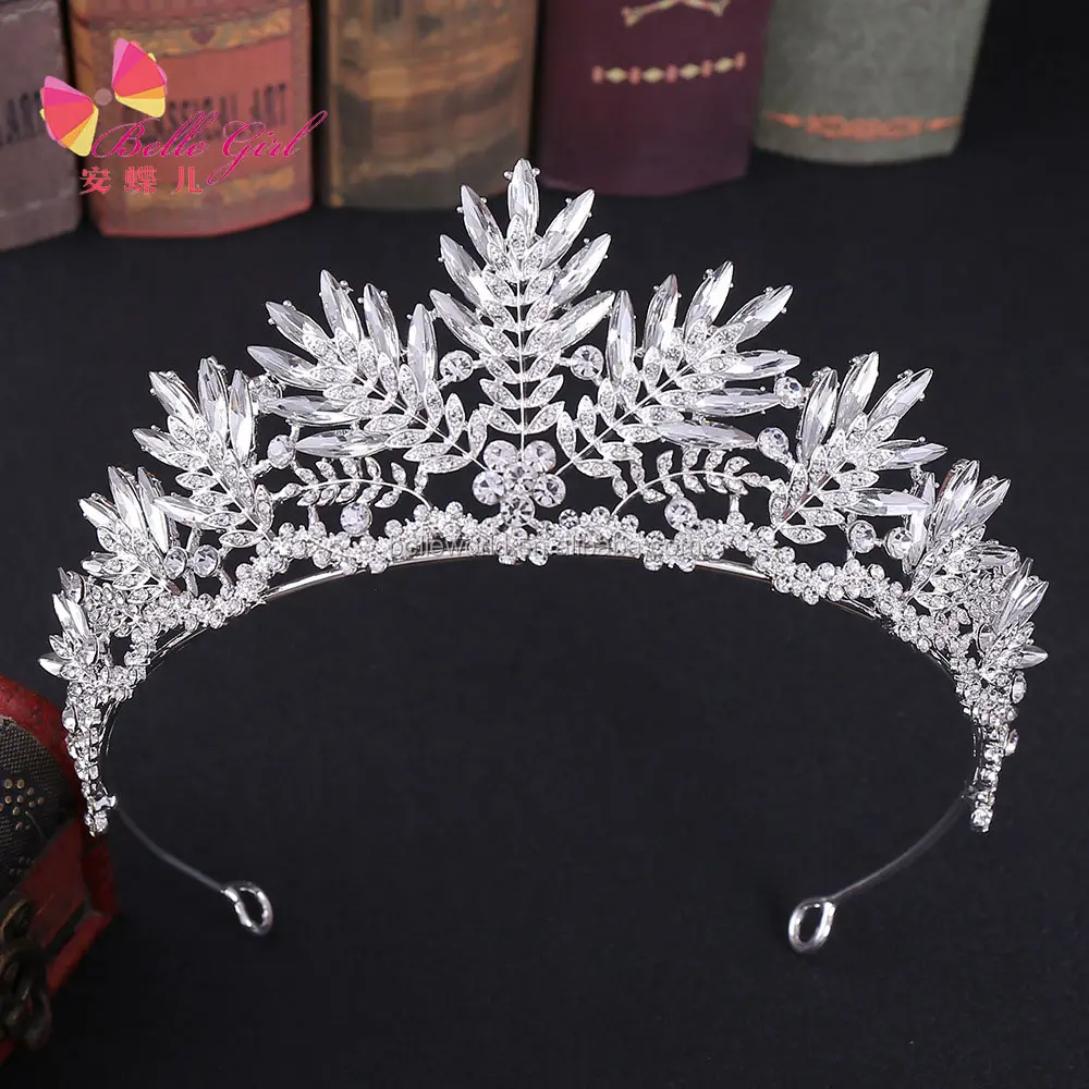 BELLEWORLD H1234 haute qualité luxe rétro blanc couronne de mariée diadème en cristal bandeau femmes accessoires de cheveux de mariage