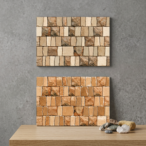 Carreaux muraux en céramique brillante gris pierre 12x18 300x450mm Effet goutte de pluie 3D pour la conception moderne des extérieurs et des façades - Product Image 3