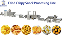Máquina Industrial para Hacer Bocadillos Fritos, Línea de Producción de Bocadillos Fritos, Fábrica de Alimentos para el Procesamiento de Bocadillos Extruidos Profesional