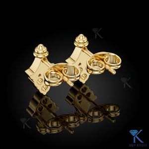 Lab Grown Diamond Vintage Shield <b>Stud</b> Earrings 14K 18K Solid Gold 3 Stone Cluster Women's Jewelry Wedding Party Bridal - Product Image 4