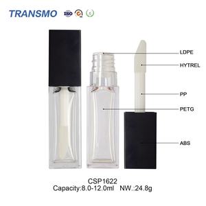 Tubes de gloss à lèvres transparents en plastique carré de marque privée, 8-12 ml, 10 ml avec applicateurs, tubes de gloss à lèvres vides, tubes de rouge à lèvres liquide carrés - Product Image 3