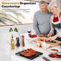 Organisateur de couverts festonné en acrylique transparent, support d'ustensiles à double poignée équilibrée, gain de place, pour comptoir, pour cuillères