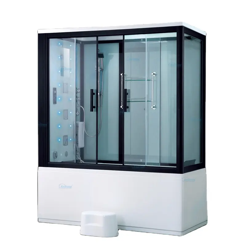 Cabina de ducha inteligente de lujo, baño de vapor acrílico completo cerrado